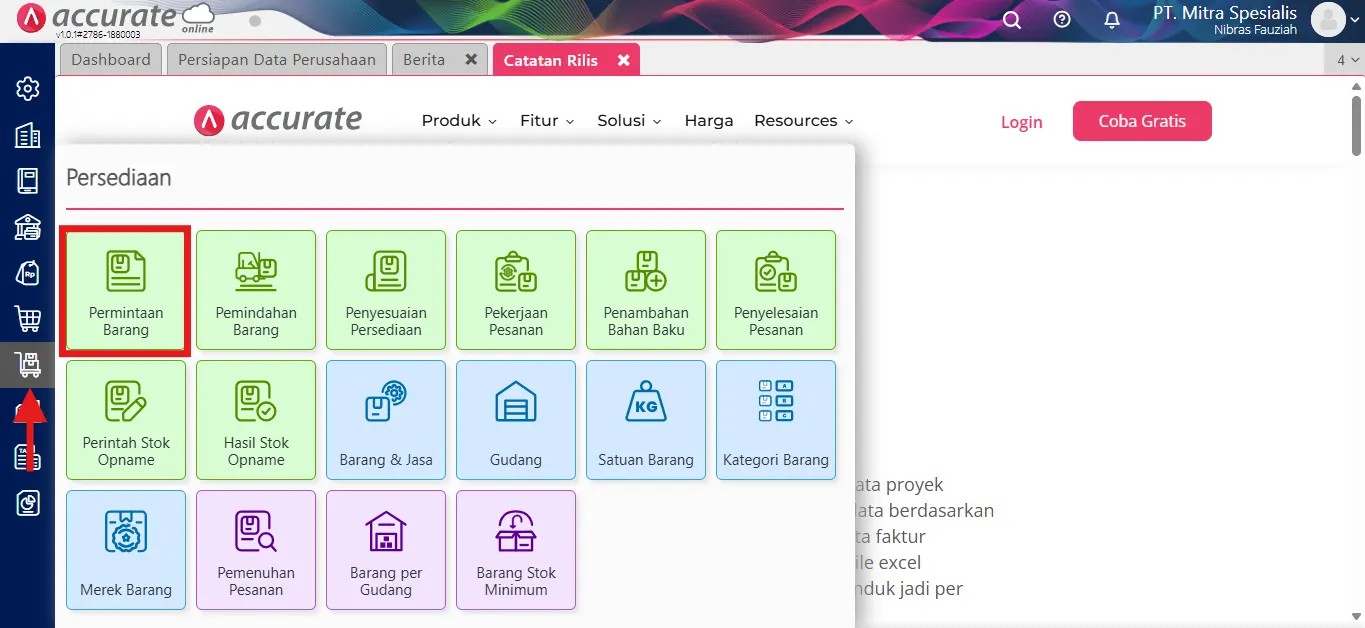 cara mencatat permintaan barang